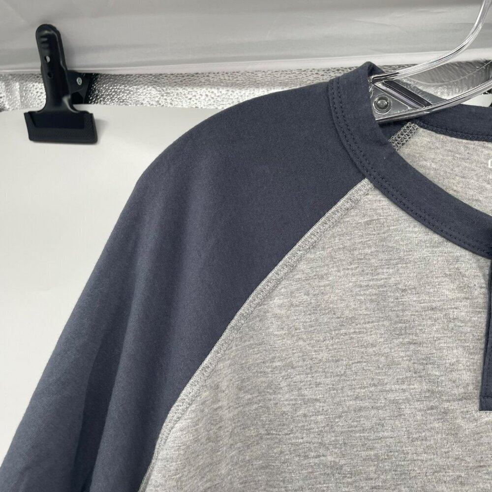 Desplato Men's Henley T-Shirt Gray/Blue Size Small - Picture 5 of 8